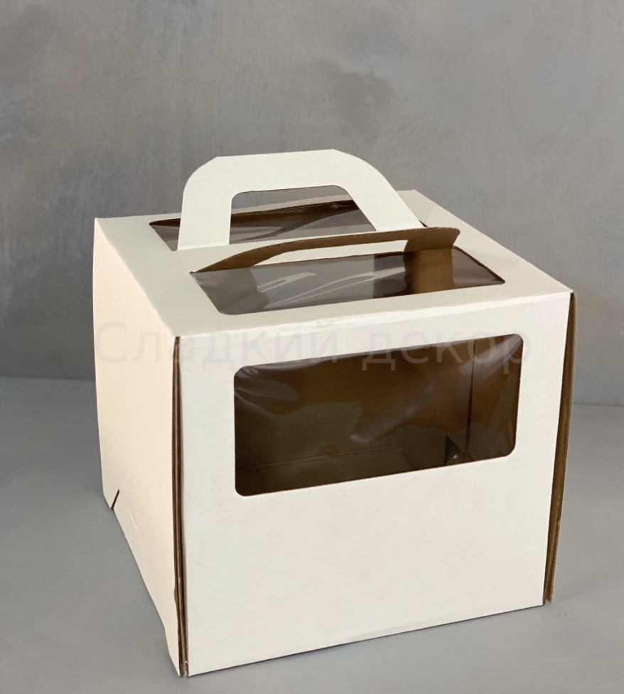 Коробка для торта с ручкой и окном 220*220*200 мм, 1 шт